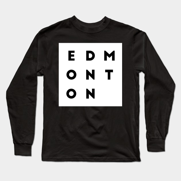 Edmonton | White square, black letters | Canada Long Sleeve T-Shirt by Classical